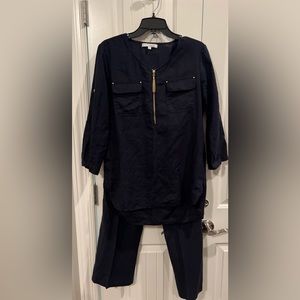 Women’s 2 pc linen outfit /Navy